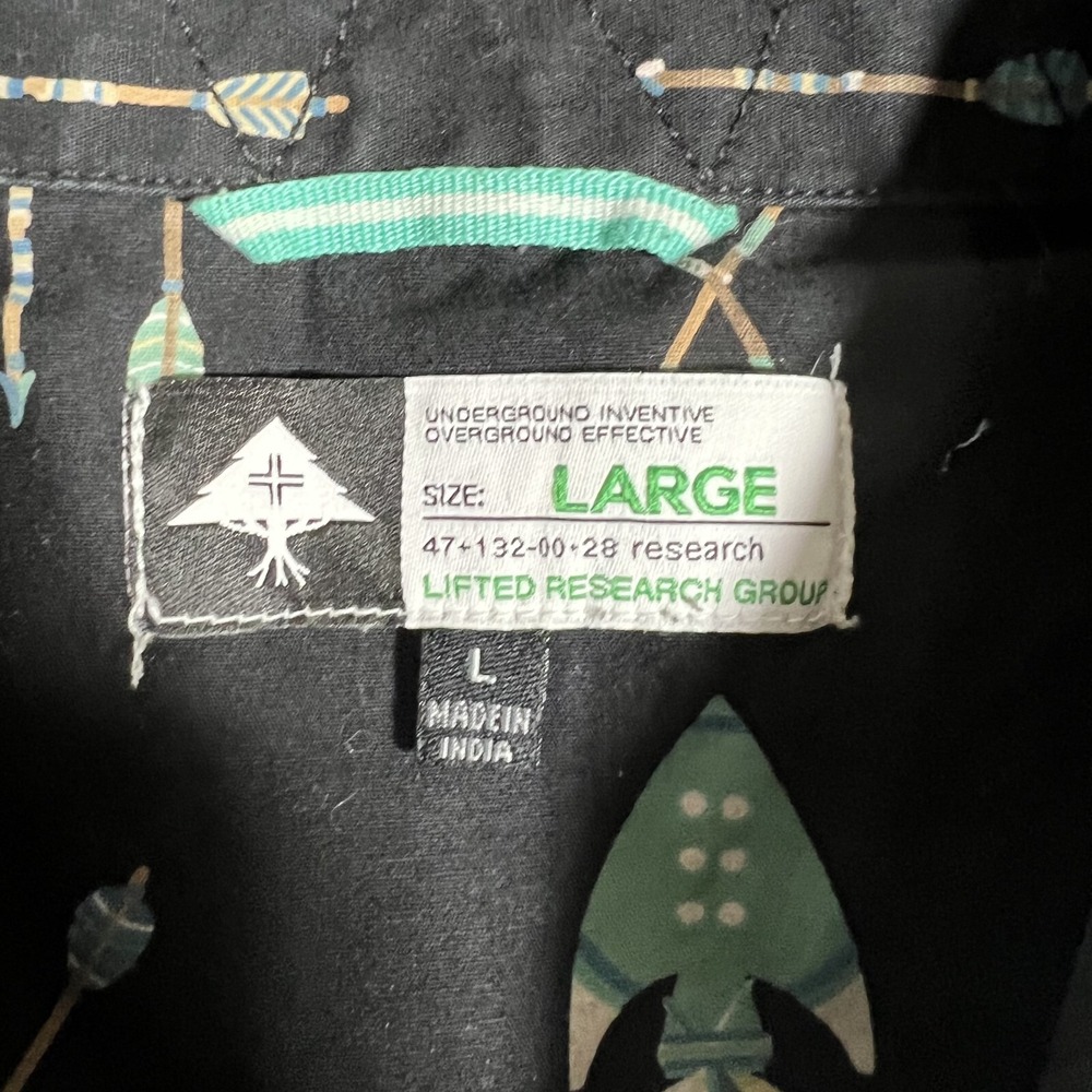 LRG Lifted Research Group Shirt Mens Large Black Native American Print Button Up - Picture 9 of 12